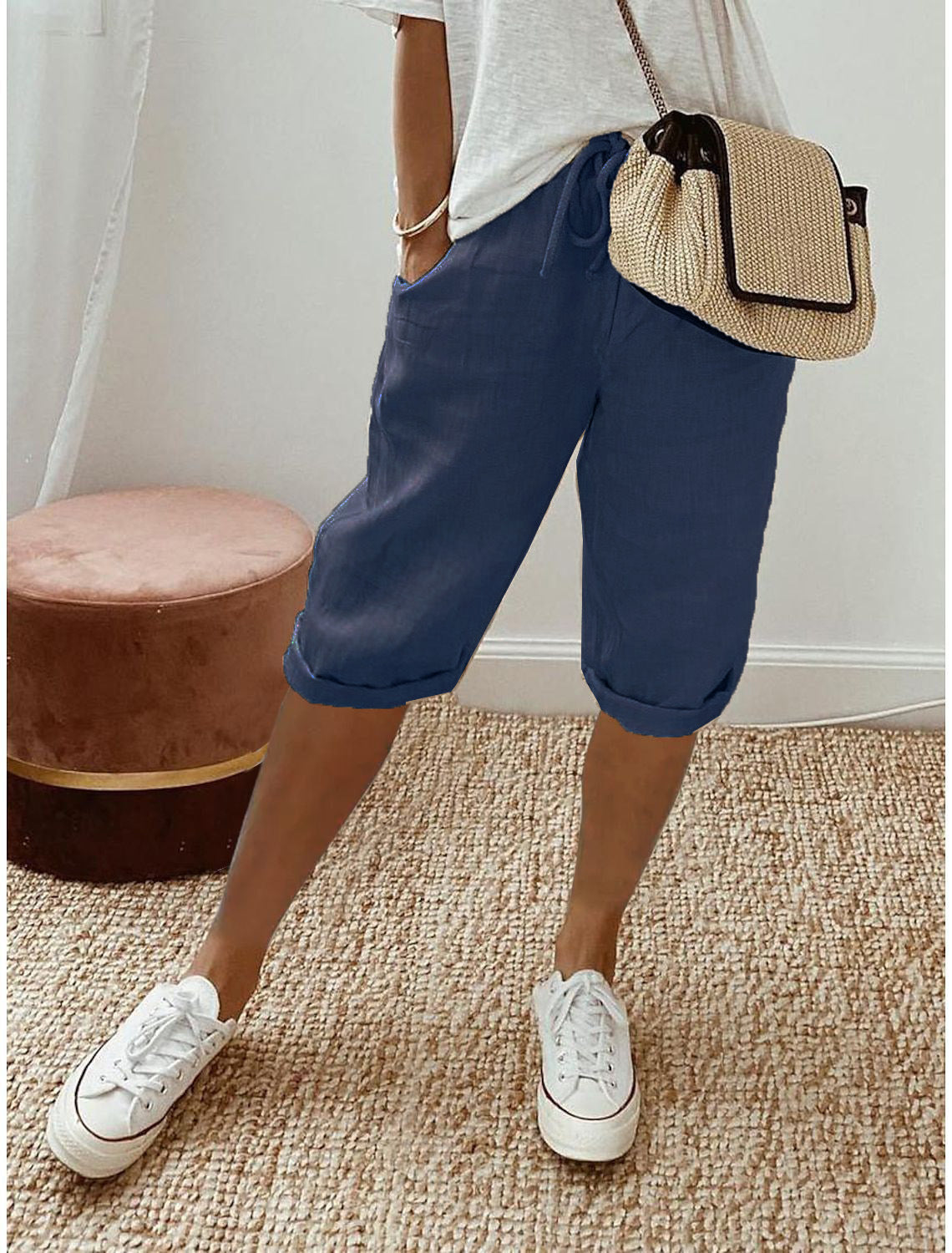 🔥🔥 2026 NEU 🥳💞 50K+ VERKAUFT! ⚡👖Lässige Caprihosen aus Baumwoll-Leinen für Damen