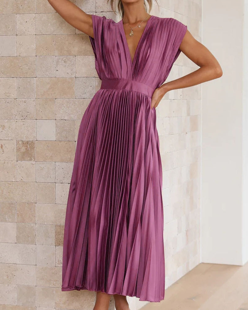 🔥 Zeitlich begrenzter 50% Rabatt💃 Drapiertes Faltenrockkleid mit V-Ausschnitt