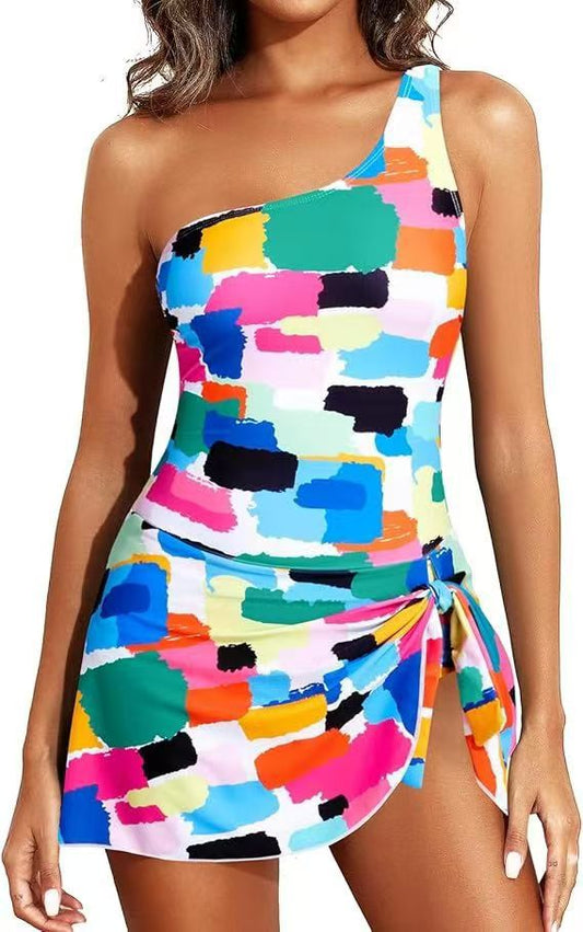 ⛱️⛱️ Letzter Verkaufstag 50% RABATT 🔥 Einteiliger Badeanzug mit Rock und One-Shoulder-Design