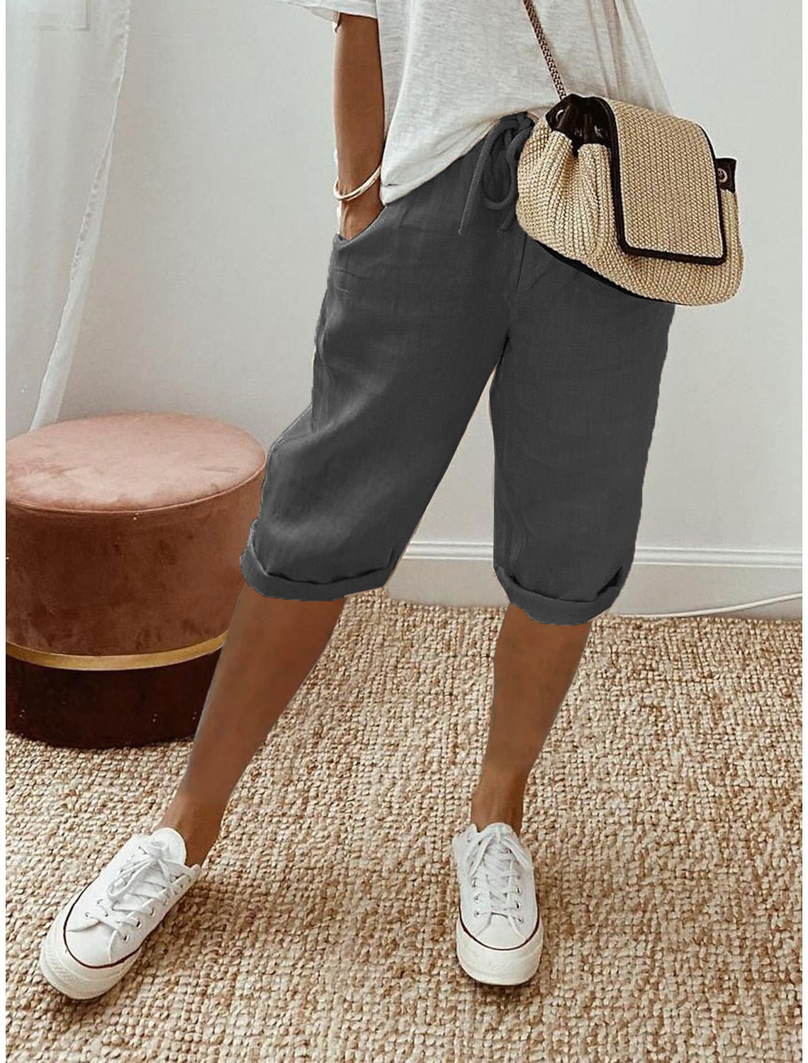 🔥🔥 2026 NEU 🥳💞 50K+ VERKAUFT! ⚡👖Lässige Caprihosen aus Baumwoll-Leinen für Damen