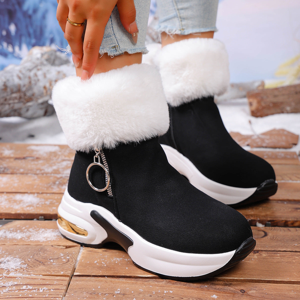 🔥Beliebtes Produkt ！✨Plüschige, warme, höhenverstärkende Stiefeletten für Damen, ein Must-have für Herbst und Winter, modische, bequeme und vielseitige Schuhe🥰