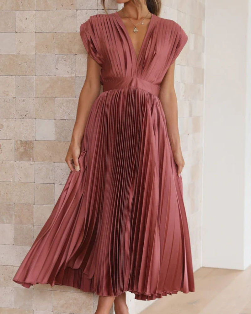 🔥 Zeitlich begrenzter 50% Rabatt💃 Drapiertes Faltenrockkleid mit V-Ausschnitt