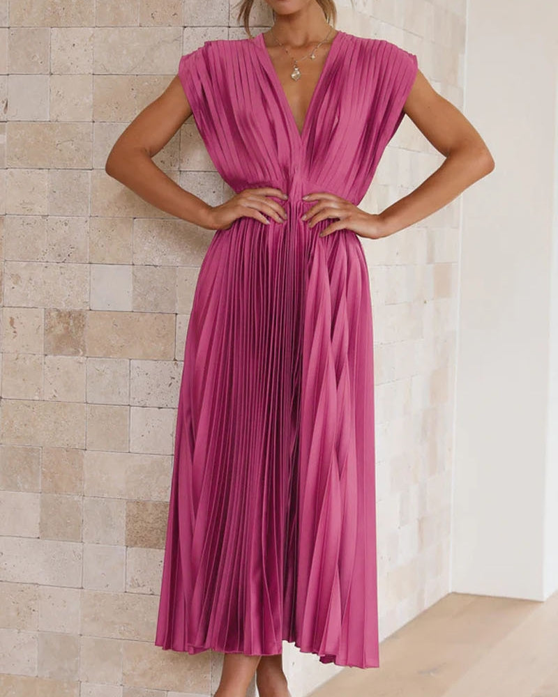 🔥 Zeitlich begrenzter 50% Rabatt💃 Drapiertes Faltenrockkleid mit V-Ausschnitt