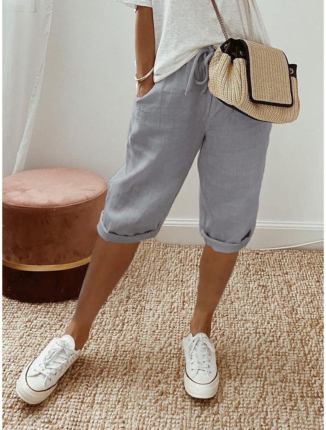 🔥🔥 2026 NEU 🥳💞 50K+ VERKAUFT! ⚡👖Lässige Caprihosen aus Baumwoll-Leinen für Damen