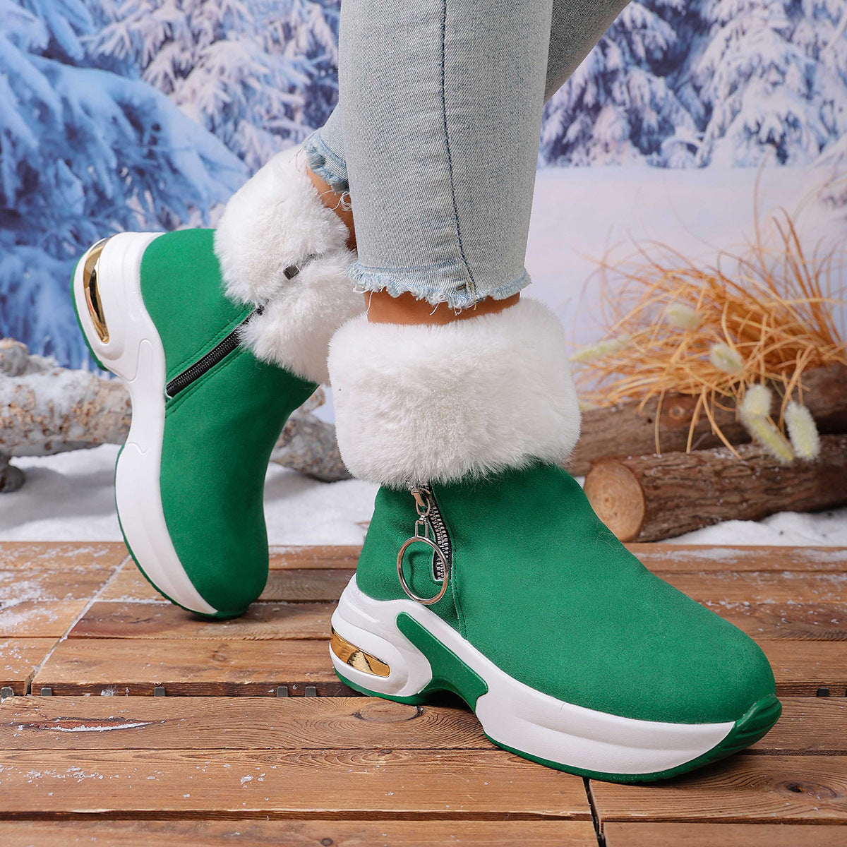 🔥Beliebtes Produkt ！✨Plüschige, warme, höhenverstärkende Stiefeletten für Damen, ein Must-have für Herbst und Winter, modische, bequeme und vielseitige Schuhe🥰