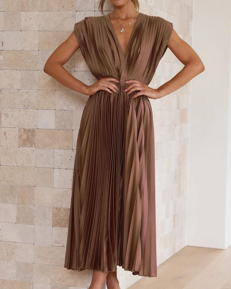 🔥 Zeitlich begrenzter 50% Rabatt💃 Drapiertes Faltenrockkleid mit V-Ausschnitt