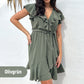 Elegantes Rüschenkleid mit Taillenschnürung und V-Ausschnitt für Damen
