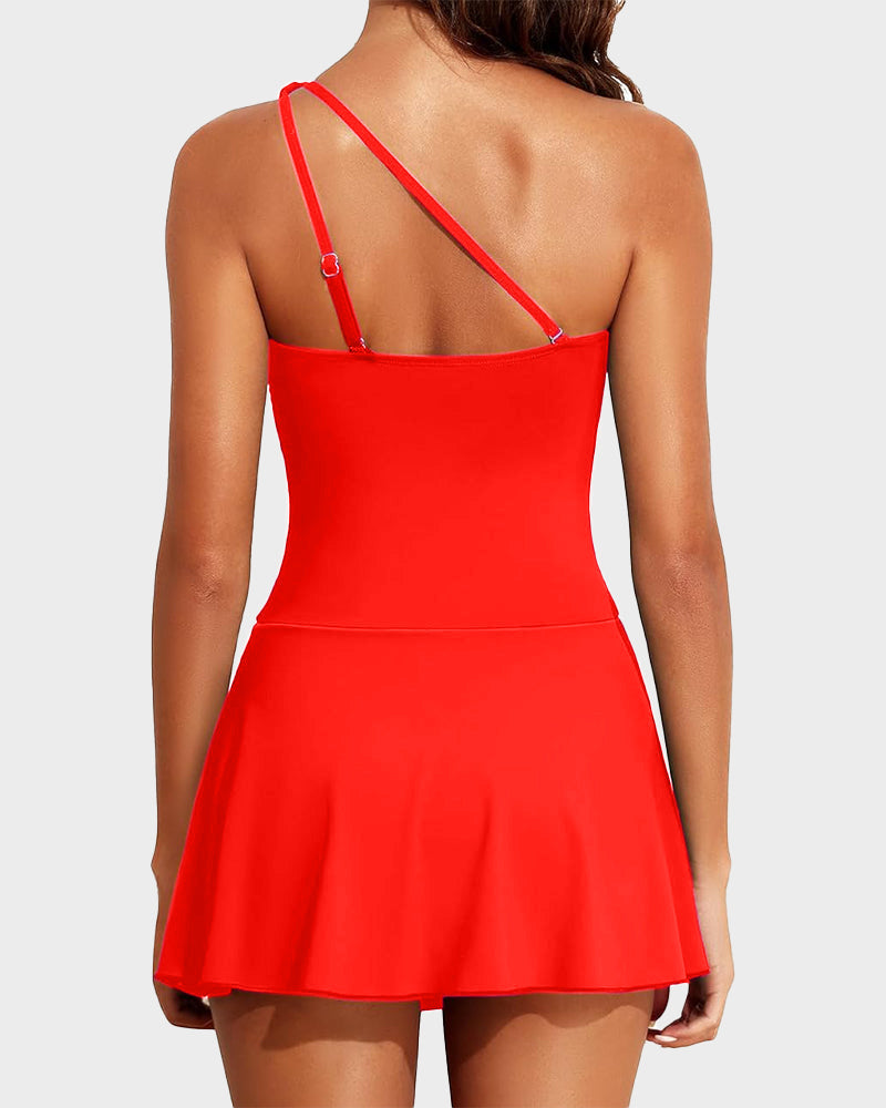 ⛱️⛱️ Letzter Verkaufstag 50% RABATT 🔥 Einteiliger Badeanzug mit Rock und One-Shoulder-Design