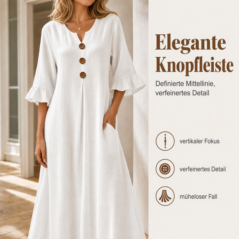 📢📢50%Rabatt!!!👗⭐ Top-bewertet – Maxikleid für Damen mit V-Ausschnitt und Rüschenärmeln