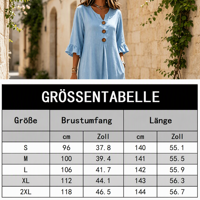 📢📢50%Rabatt!!!👗⭐ Top-bewertet – Maxikleid für Damen mit V-Ausschnitt und Rüschenärmeln