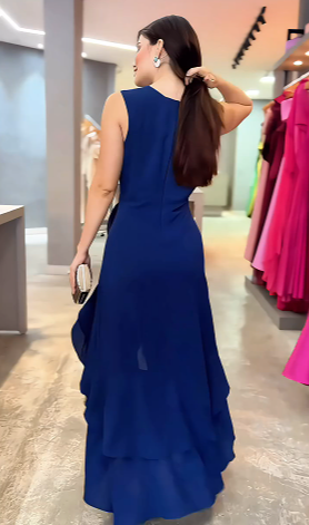 Elegantes ärmelloses Rüschenkleid mit Rundhalsausschnitt
