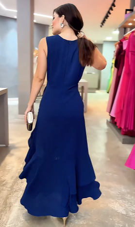Elegantes ärmelloses Rüschenkleid mit Rundhalsausschnitt