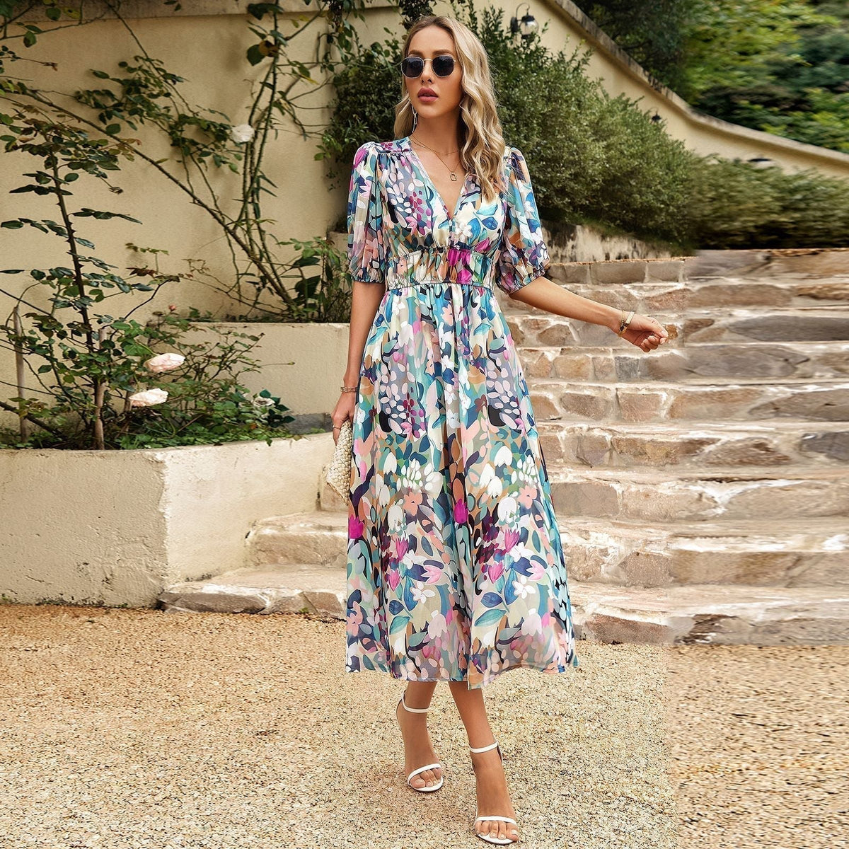 💖V-Ausschnitt Elegantes Lässiges Bedrucktes Kleid