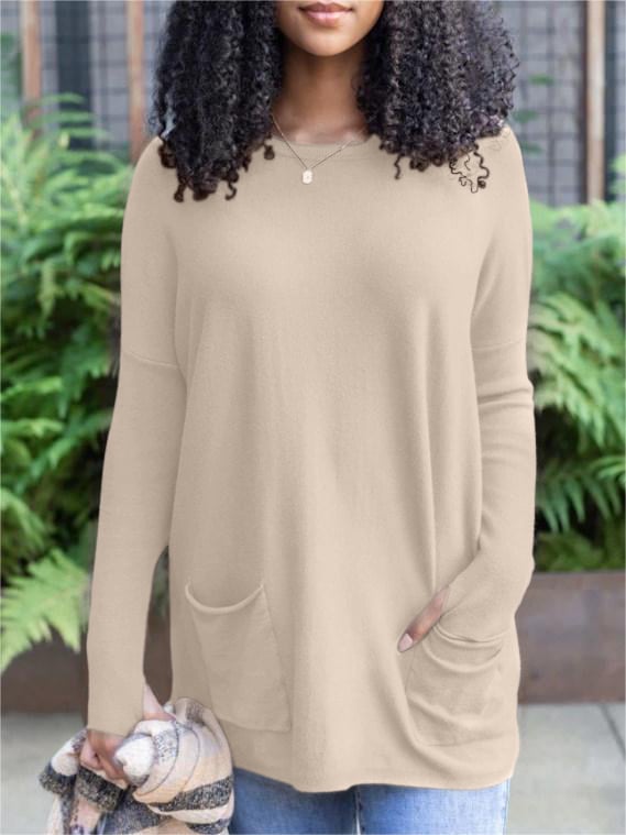 🎁Heißer Verkauf 49% RABATT⏳Langarm-Daumenloch-Pullover-Taschentunika