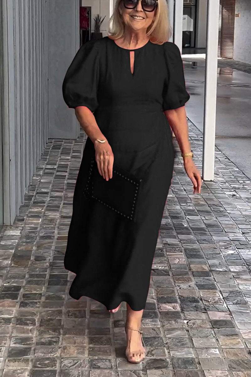 💞Einfarbiges Kleid aus Baumwollleinen