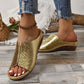 Schlupfsandalen mit offener Spitze und Keilabsatz für Frauen