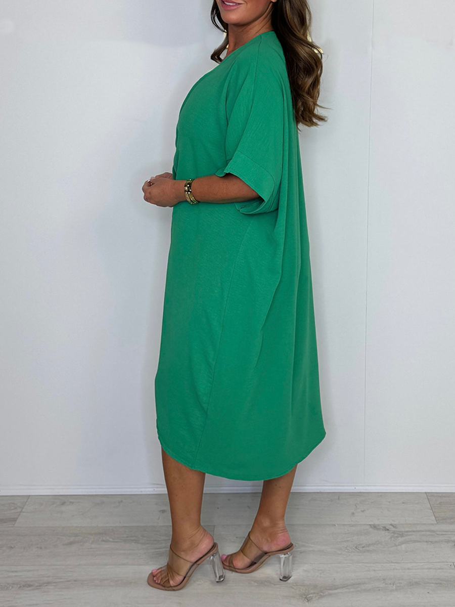 Kurzärmliges Maxikleid mit Knotendetail
