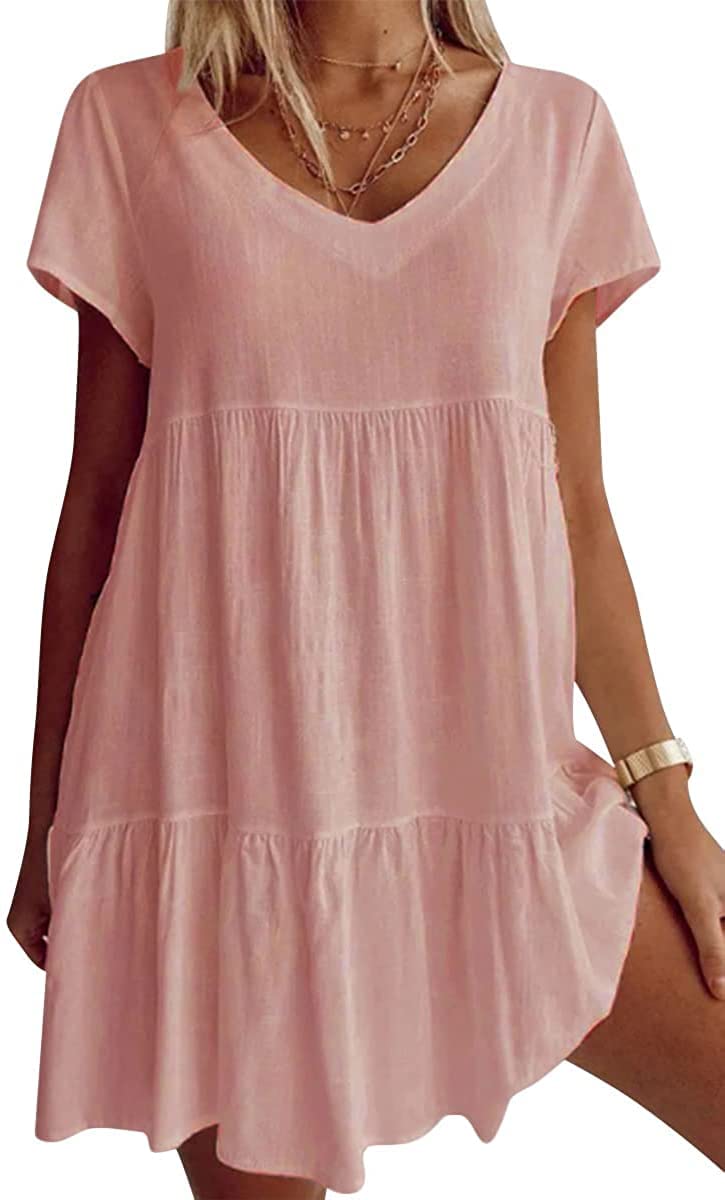 💝 Lässiges Kurzarmkleid mit V-Ausschnitt