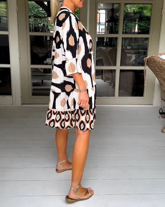Geflecktes Plissee-Kleid
