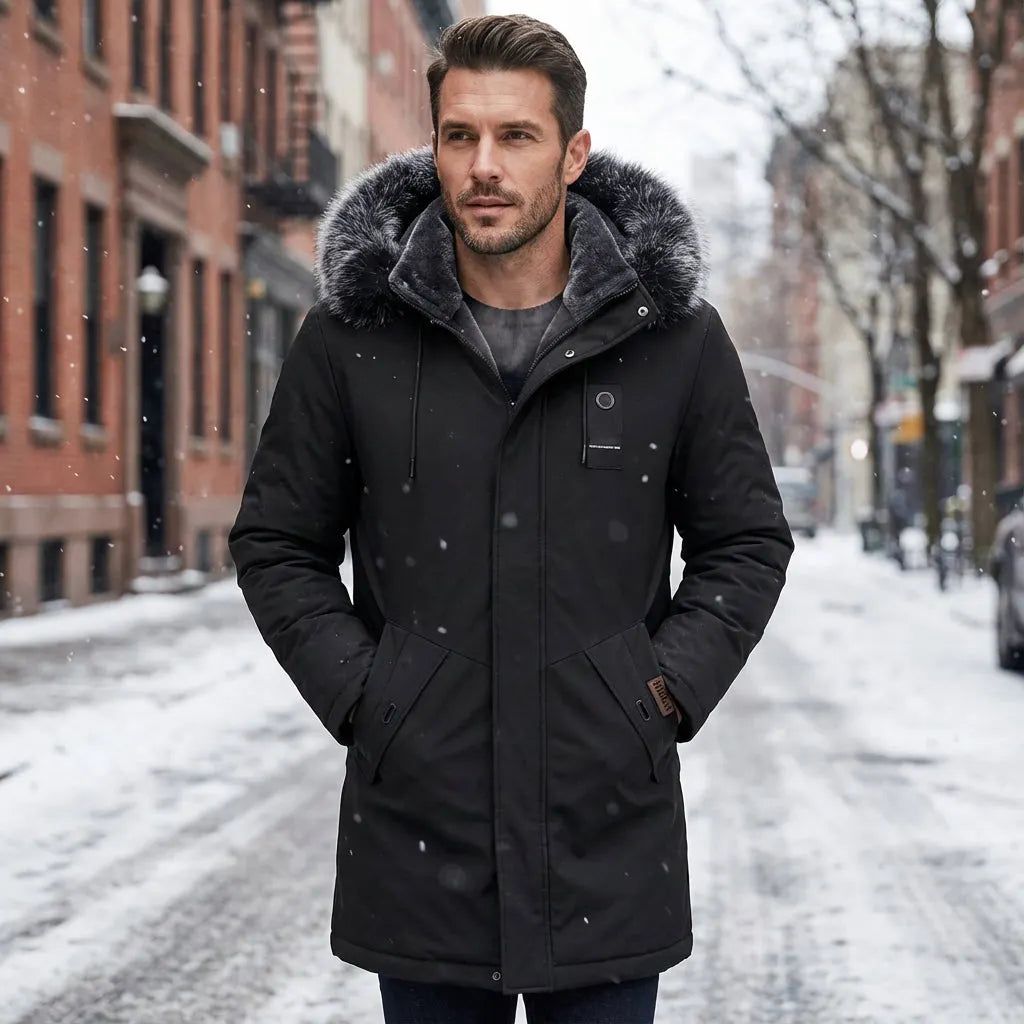 🔥Solange der Vorrat reicht 50 % Rabatt!🎉Winddichte, mittellange Parka-Jacke mit Kapuze für Herren
