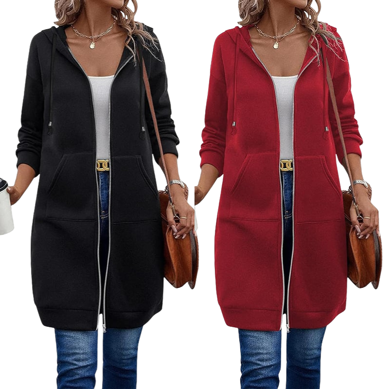 🔥Beliebtes Produkt ！🔥✨Damen Fleece‑Kapuzenpullover mit Reißverschluss