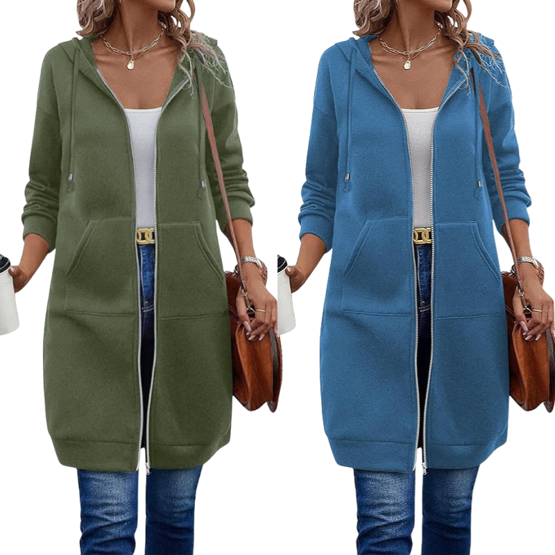 🔥Beliebtes Produkt ！🔥✨Damen Fleece‑Kapuzenpullover mit Reißverschluss