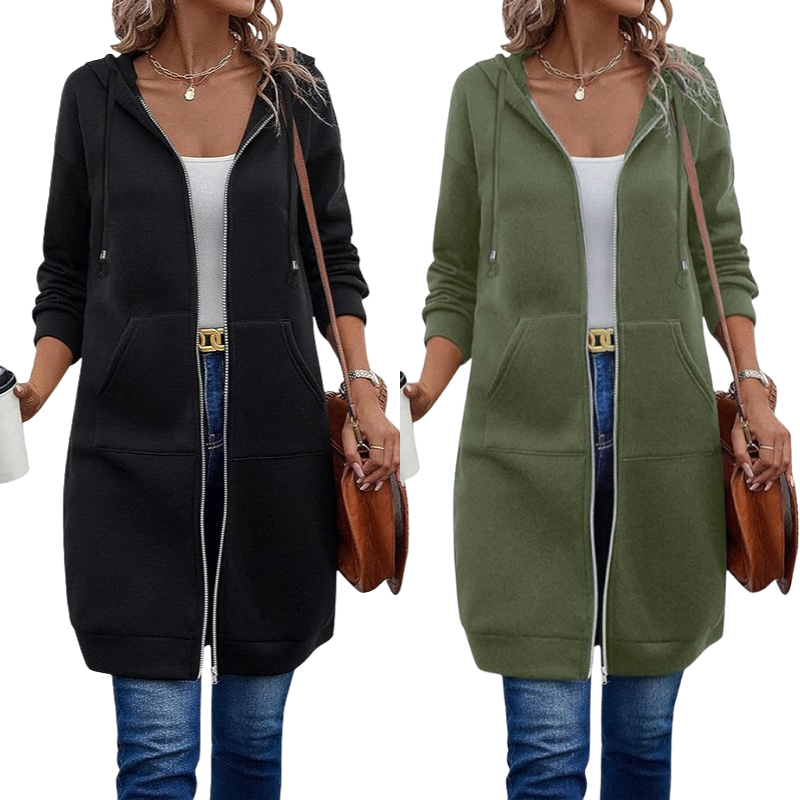 🔥Beliebtes Produkt ！🔥✨Damen Fleece‑Kapuzenpullover mit Reißverschluss