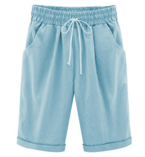 💕 HEISSER SALE50% RABATT🌷Plus Größe Solid Farbe Elastische Taille Lose Cropped Shorts
