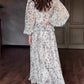Elegantes Kleid mit bedrucktem Taillenbereich und V-Ausschnitt