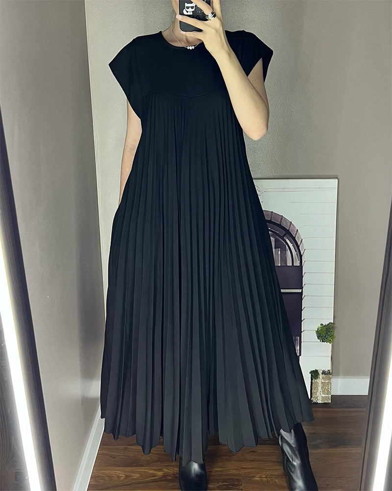 💞Ärmelloses, schlichtes, plissiertes, elegantes Kleid💞