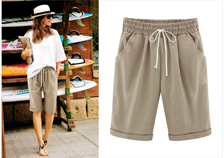 💕 HEISSER SALE50% RABATT🌷Plus Größe Solid Farbe Elastische Taille Lose Cropped Shorts