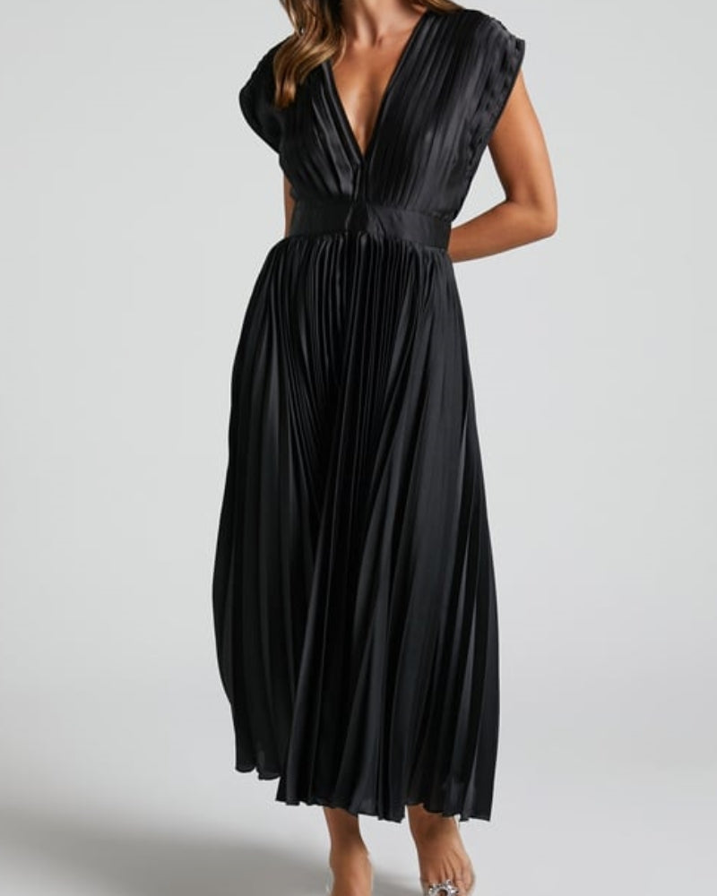 🔥 Zeitlich begrenzter 50% Rabatt💃 Drapiertes Faltenrockkleid mit V-Ausschnitt