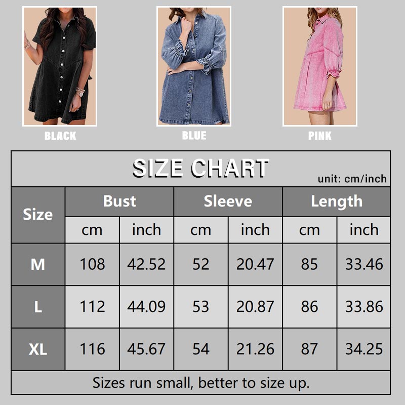 Frauen Button-down Denim Shirt Kleid