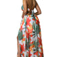 👗Women's Floral Print Chain Decor Split Thigh Tie Back Cami Dress