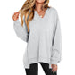🍂✨Übergroßes Damen-Sweatshirt mit V-Ausschnitt, langärmelig, Tunika, leichter Pullover