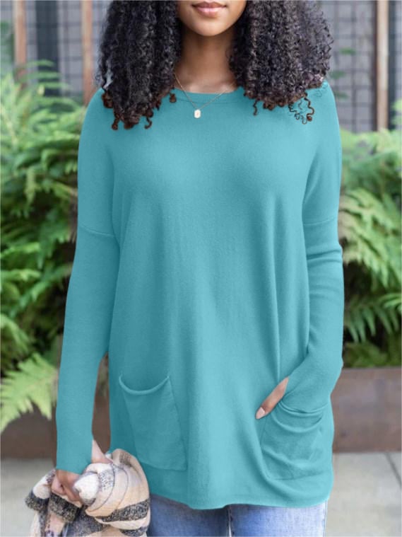 🎁Heißer Verkauf 49% RABATT⏳Langarm-Daumenloch-Pullover-Taschentunika