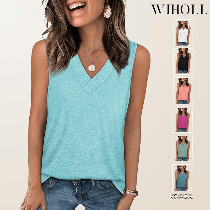 🎁Sommeraktion 50 % RABATT✨Ärmelloses, figurformendes Tanktop mit V-Ausschnitt und lockerer Passform für Damen