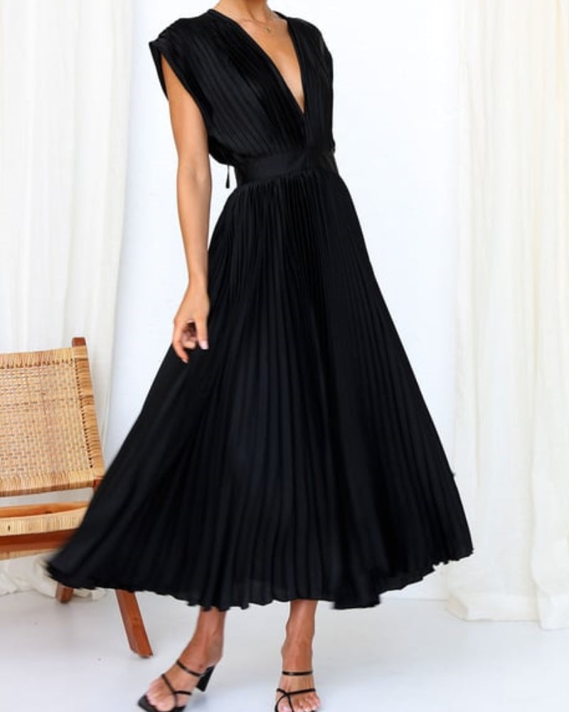 🔥 Zeitlich begrenzter 50% Rabatt💃 Drapiertes Faltenrockkleid mit V-Ausschnitt