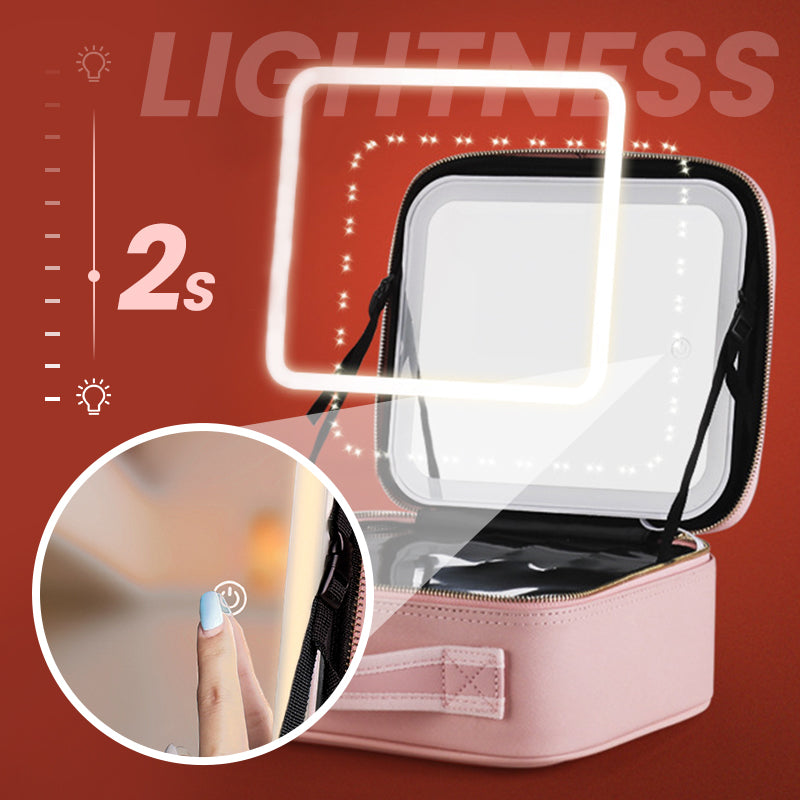 🪞 50% RABATT! ✨ Tragbare Kosmetiktasche mit LED-Spiegel – Beleuchtet, kompakt & vielseitig – Perfekt für makelloses Make-up unterwegs 💄