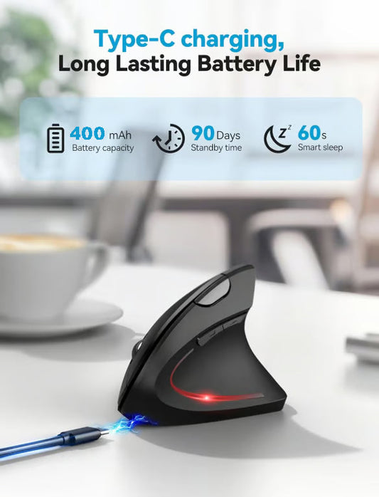 🖱️ Zeitlich begrenztes Angebot: 50% Rabatt 🎁✨Ergonomische Kabellose Vertikal-Maus mit Handgelenkschutz | ⚡USB-aufladbarer Optischer Maus