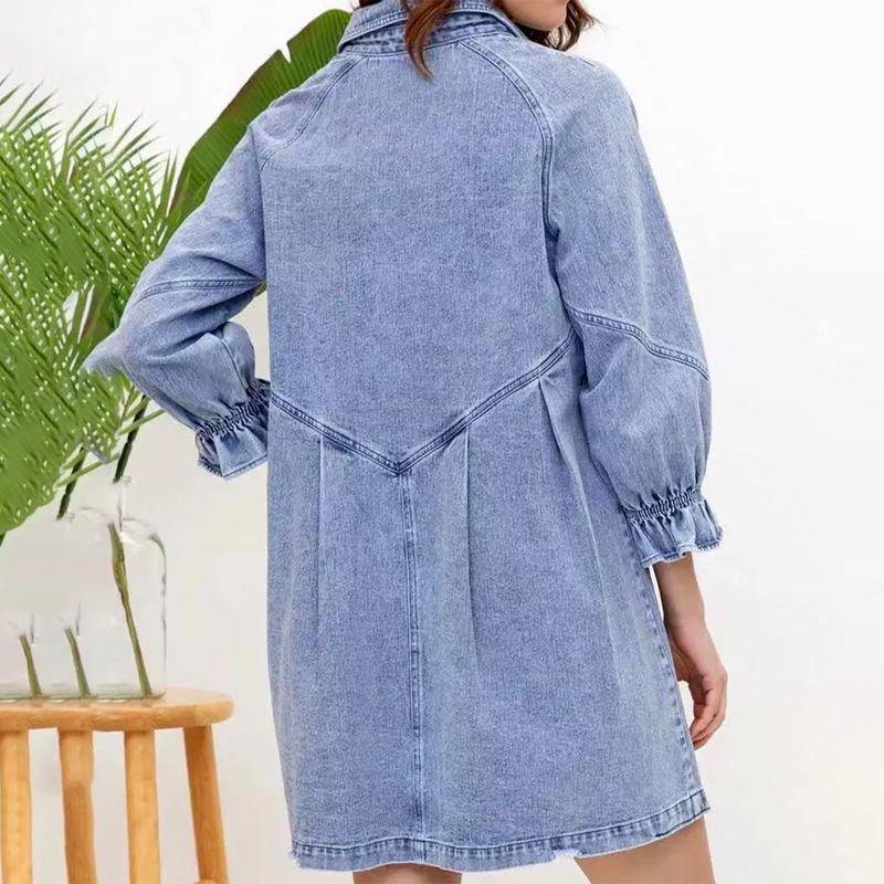 Frauen Button-down Denim Shirt Kleid