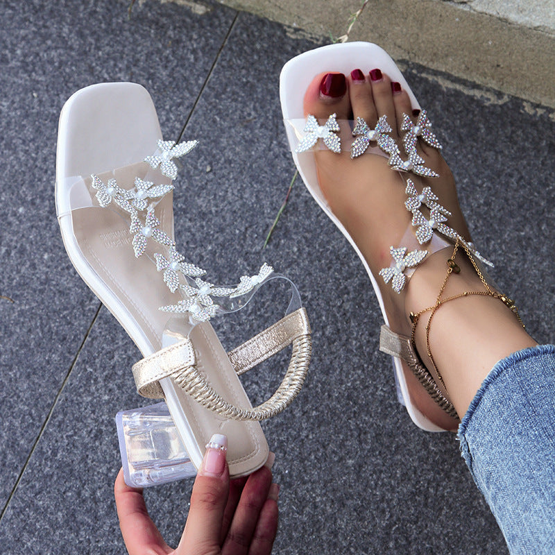 🎁HEISSER VERKAUF 50% RABATT⏳Elastische modische Strass-Sandalen für Damen