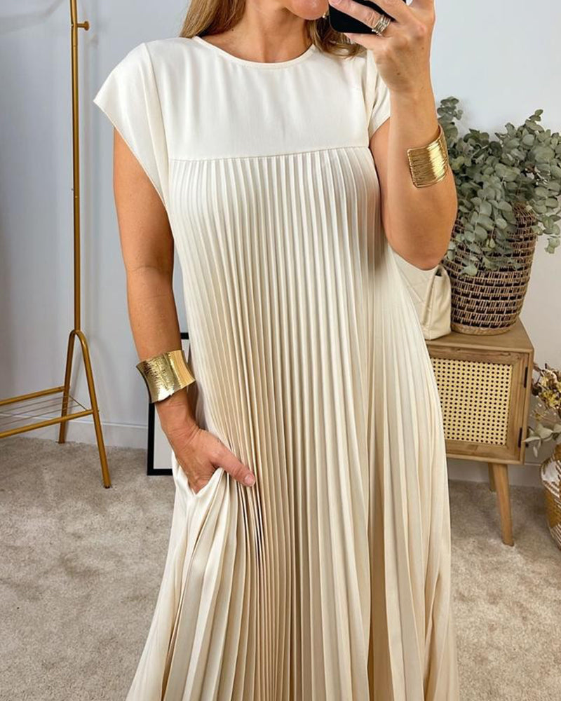 💞Ärmelloses, schlichtes, plissiertes, elegantes Kleid💞