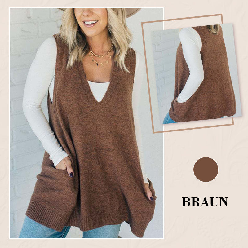 ✨✨Begrenzter Vorrat verfügbar, nicht verpassen!👗Damen-Strickweste mit V-Ausschnitt