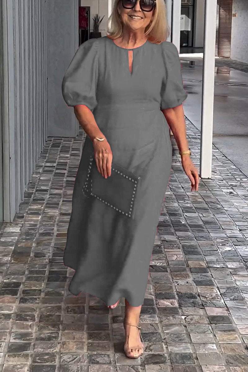 💞Einfarbiges Kleid aus Baumwollleinen