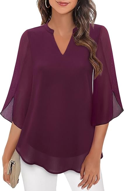💖LETZTER TAGSVERKAUF 50 % RABATT💖Chiffonhemd mit V-Ausschnitt