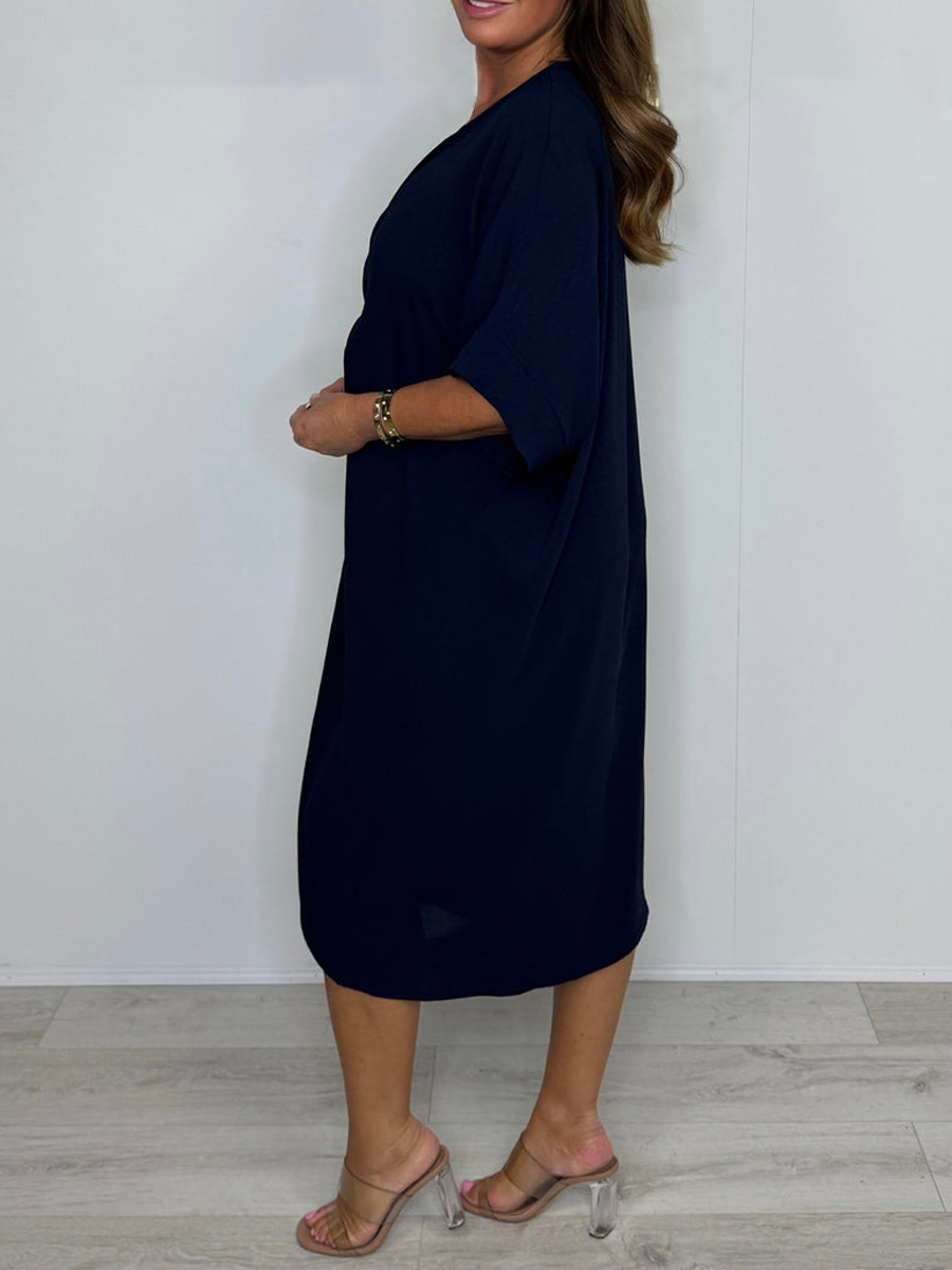 Kurzärmliges Maxikleid mit Knotendetail