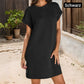 Damen lässiges Kleid mit Rollärmeln und Taschen