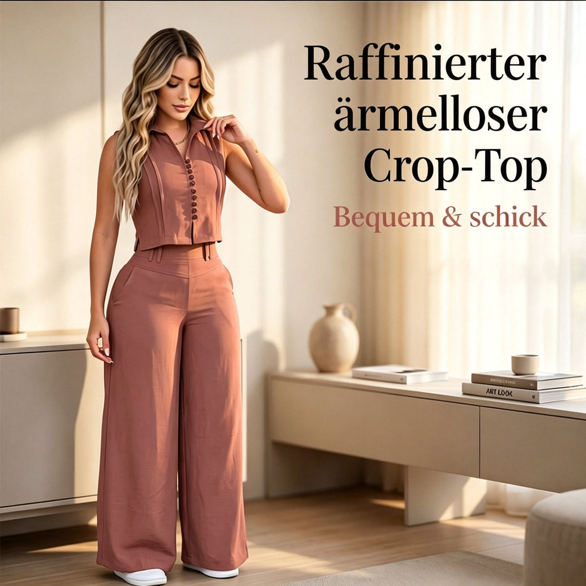 🛍️50 % Rabatt – 2-teiliges Set mit ärmellosem Top & Hose, weicher Baumwollstoff, bequem & vielseitig für den Alltag🌿