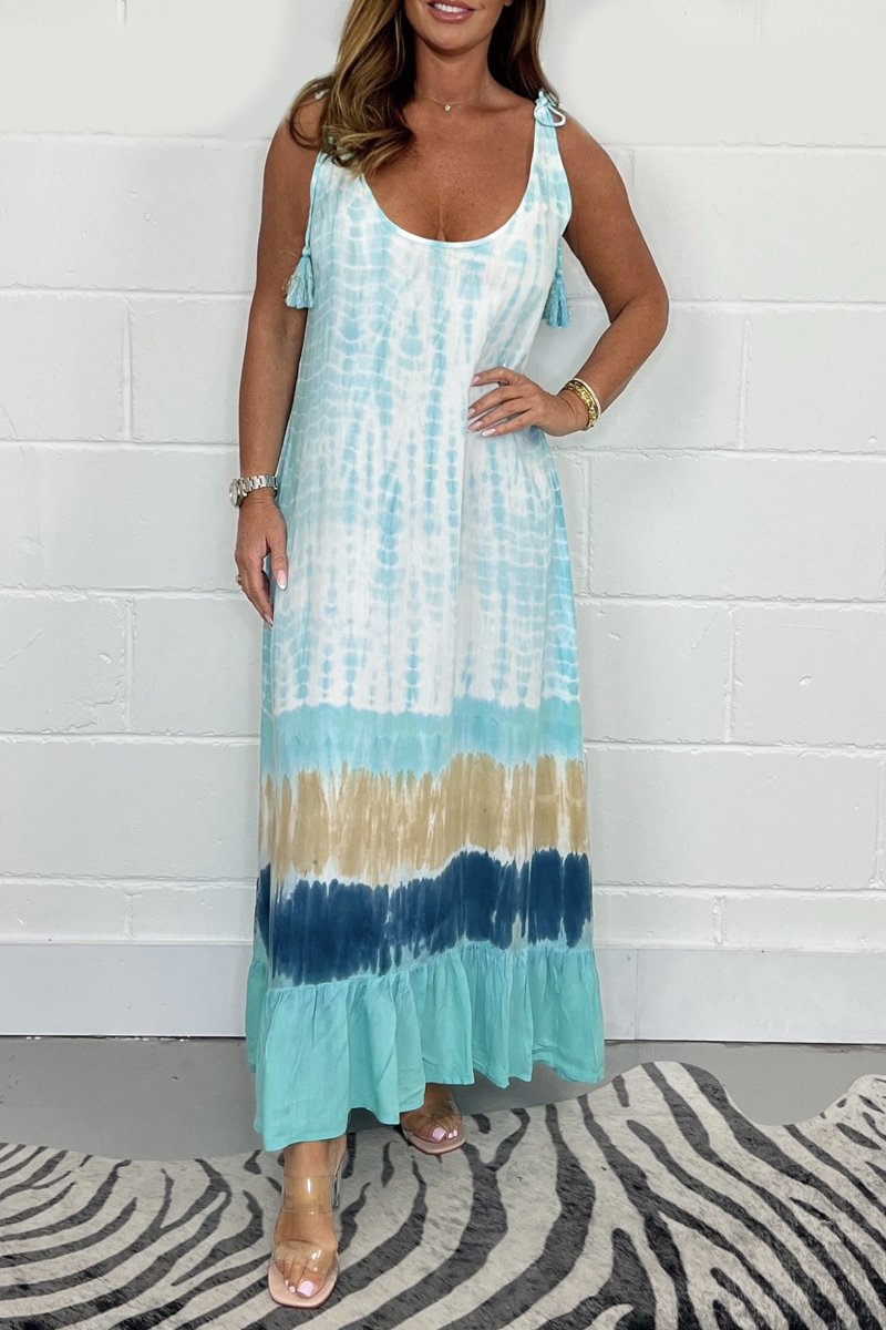 Maxikleid mit Batikmuster👍Handgefertigt